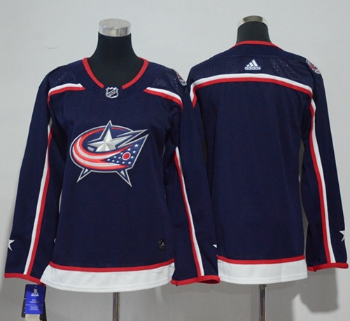 Adidas Blue Jackets Blank Navy Blue Home Authentic Women's Stitched NHL Jersey - Click Image to Close